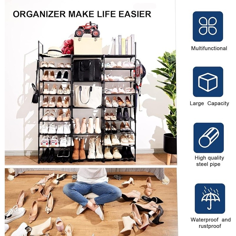 Adjustable Multi-Tier Shoe Rack Organizer Durable Waterproof Storage Solution US