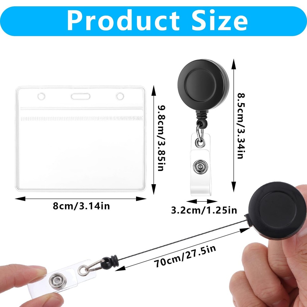 TIESOME 2Pack Soft Plastic Badge Holders with Retractable Horizontal