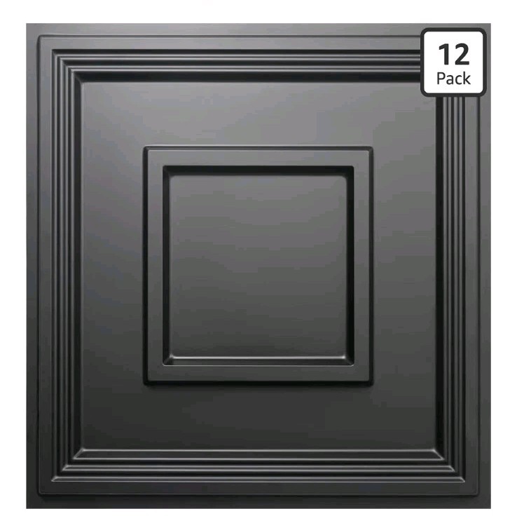 STICKGOO Black Drop Ceiling Tile 2ft x 2ft, Ceiling Panel 24"x24" 12 Pack