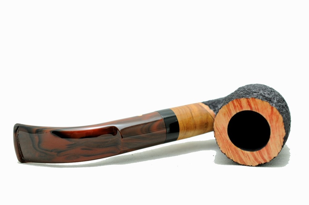 Brand new briar pipe PARONELLI bent rusticated black handmade