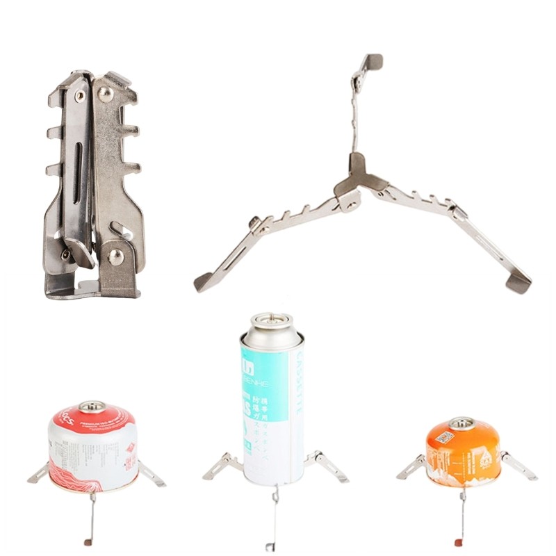 Stainless Iron Camping Gas Canister Stand Triangular Base Stability Enduring
