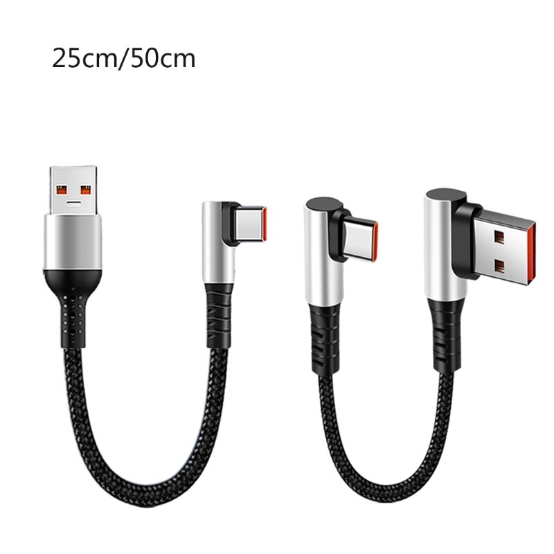 90 Degree Elbow USB to Type C Cable for Rapid Charging and Efficient Data Sync