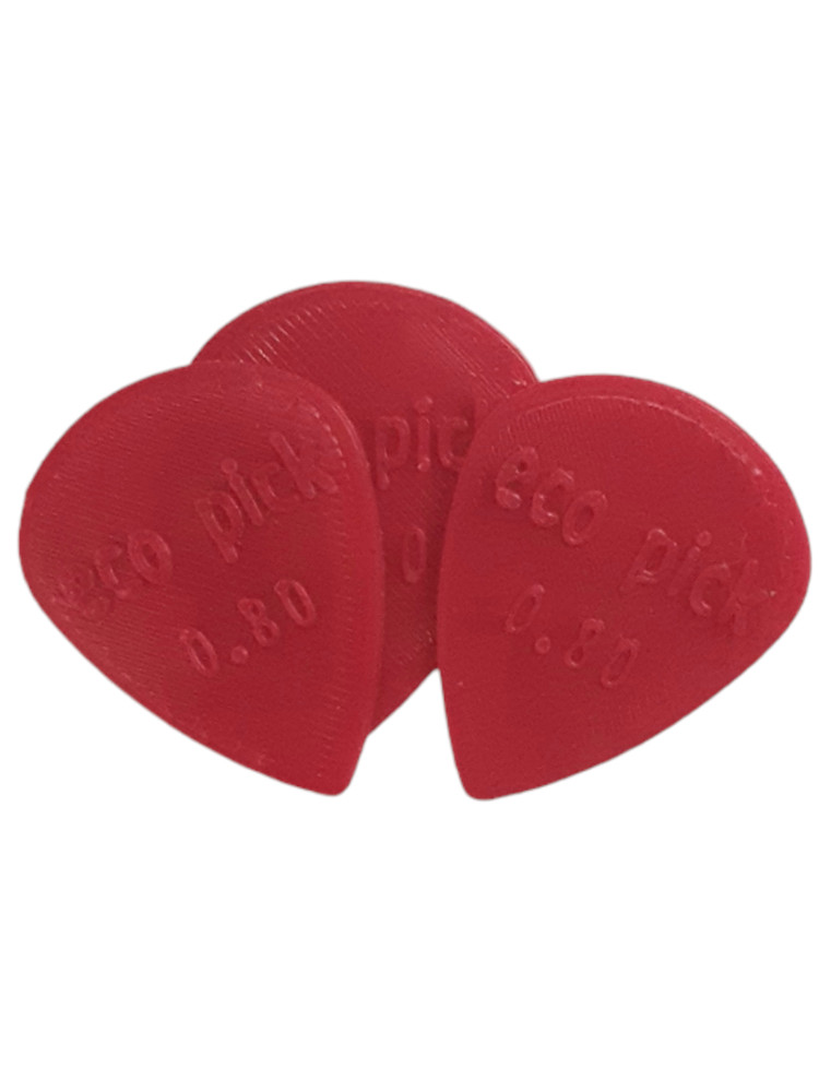 Ecopick 0.80mm Medium Guitar Picks, 3-Pack, Color Red