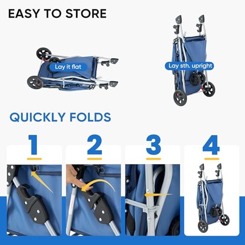 3 Wheel Pet Stroller for Dogs and Cats, Foldable, Lightweight Normal Size Blue