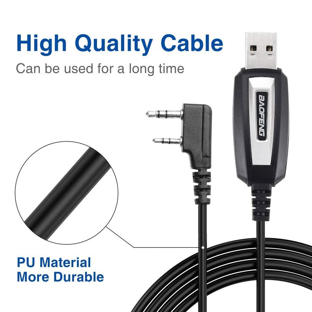 CH340 USB Programming Cable for Baofeng & Compatible Models - Black