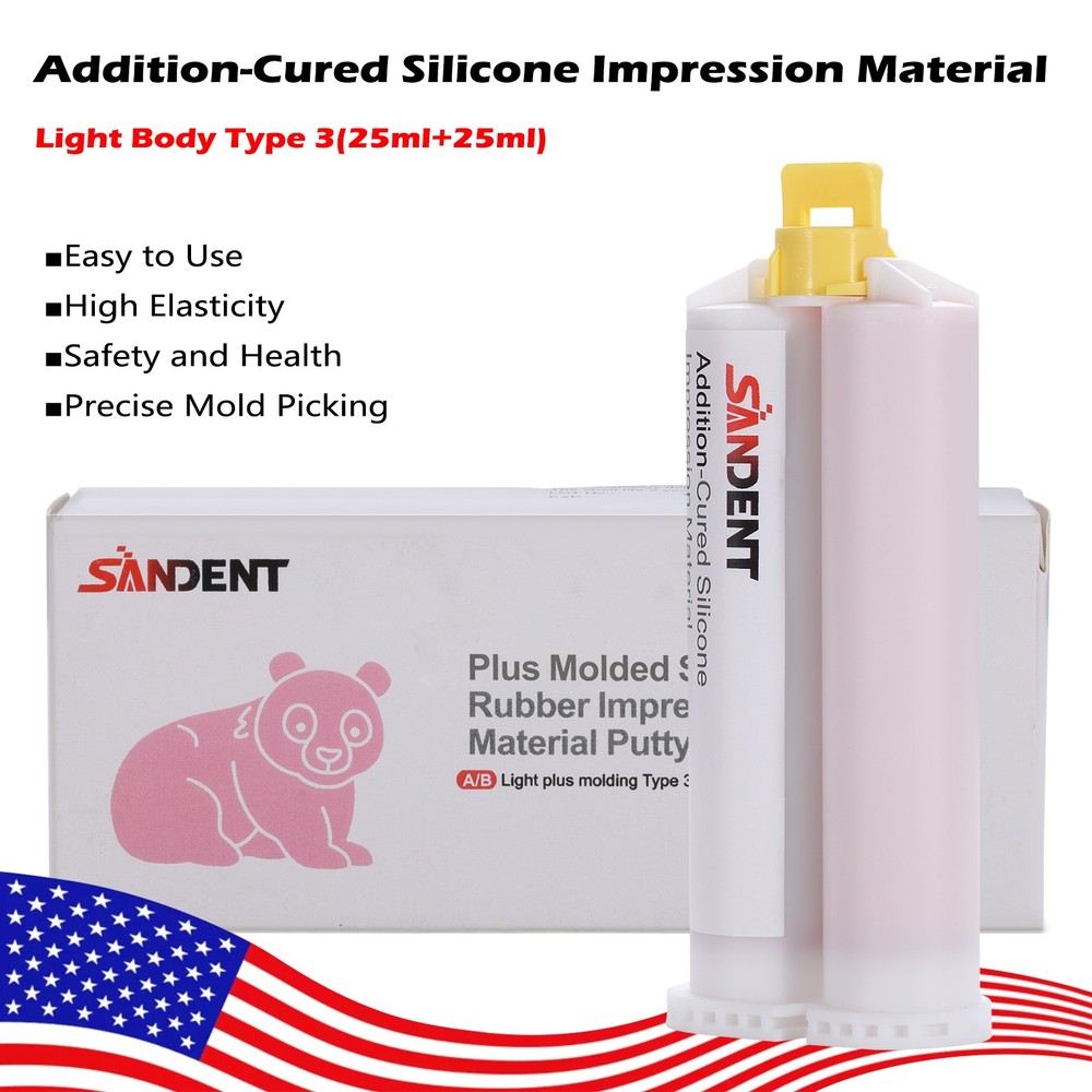 Dental Elastomeric Impression Putty Soft Silicone Material SANDENT  5*Tips