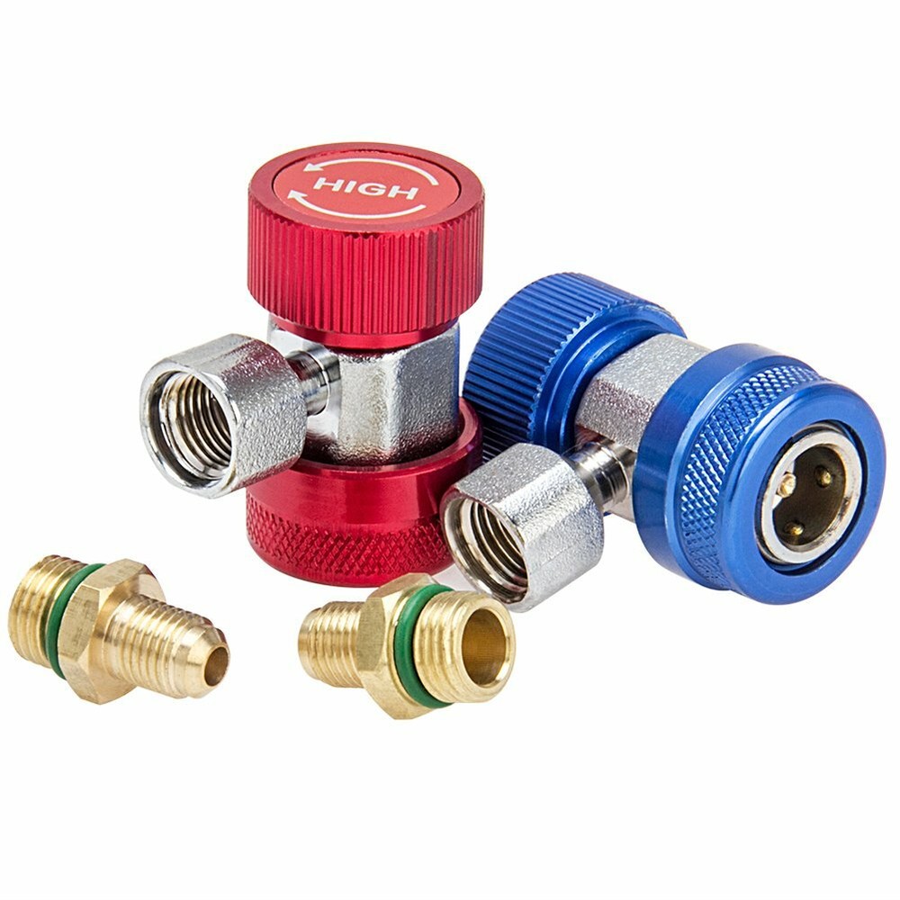 Adjustable AC Quick Coupler Connector Adapter High Low Side 1/4" SAE HVAC