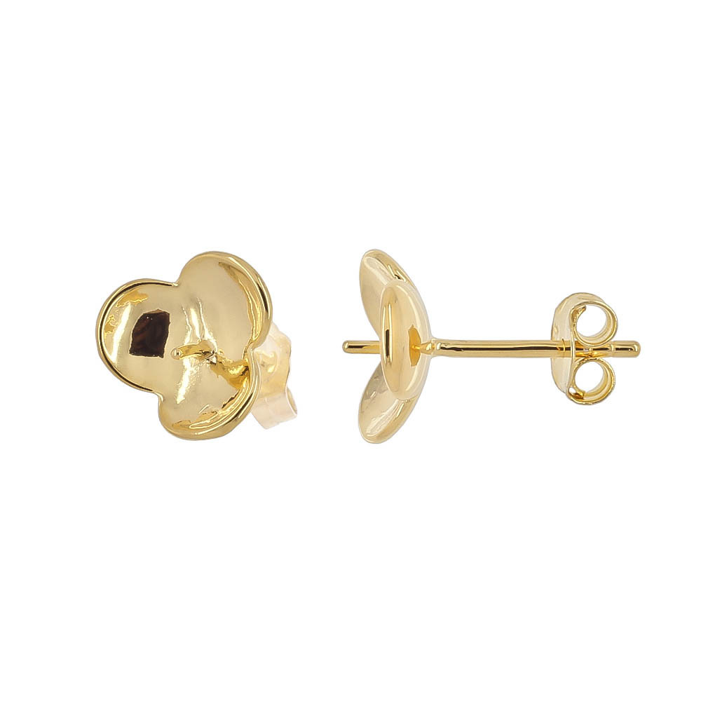 Gold Plated Sterling Silver Glue On Stud Post Earring Mount with Cup Pin #99773
