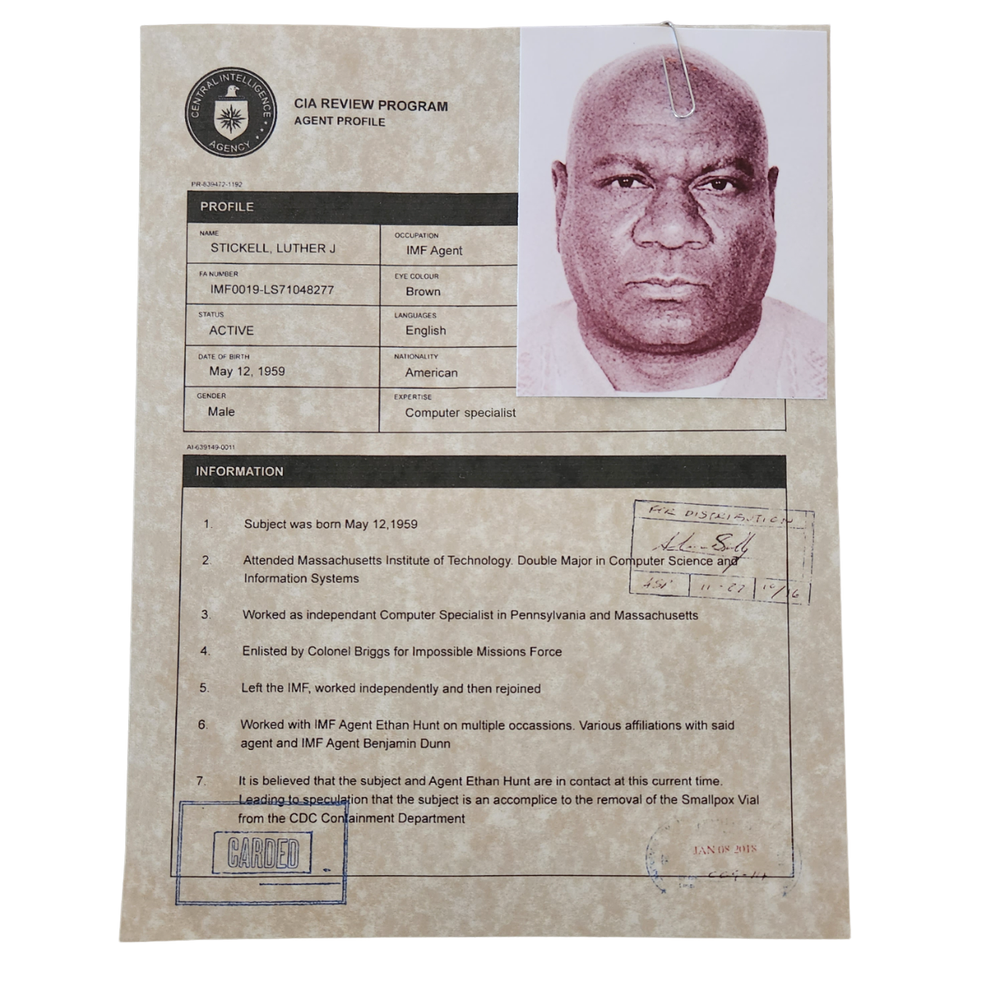 Mission Impossible Agent Profile documents for prop or display, Wall Art