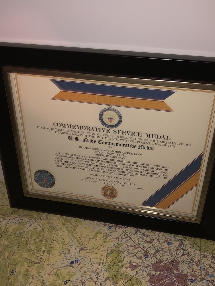 U.S. NAVY COMMEMORATIVE MEDAL CERTIFICATE ~ Type 1