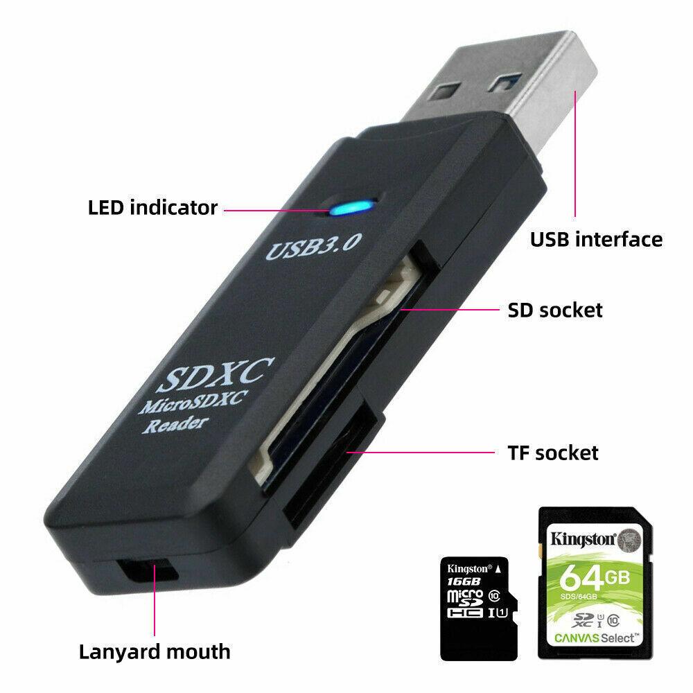 USB 3.0 High Speed Card Reader Adapter for Micro SD SDXC TF T-Flash Memory Card