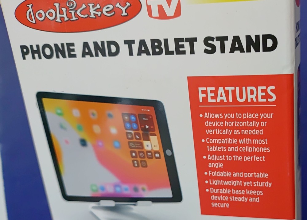 Doohickey Phone and Tablet Stand Adjustable and Foldable Hands Free White