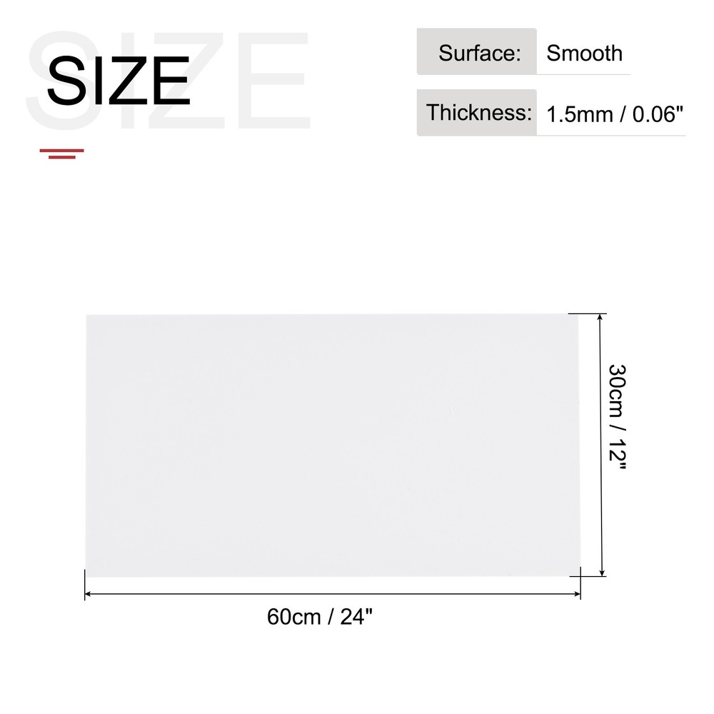 ABS Plastic Sheet 24 x 12 x 0.06" ABS Styrene Sheets White 3 Pcs
