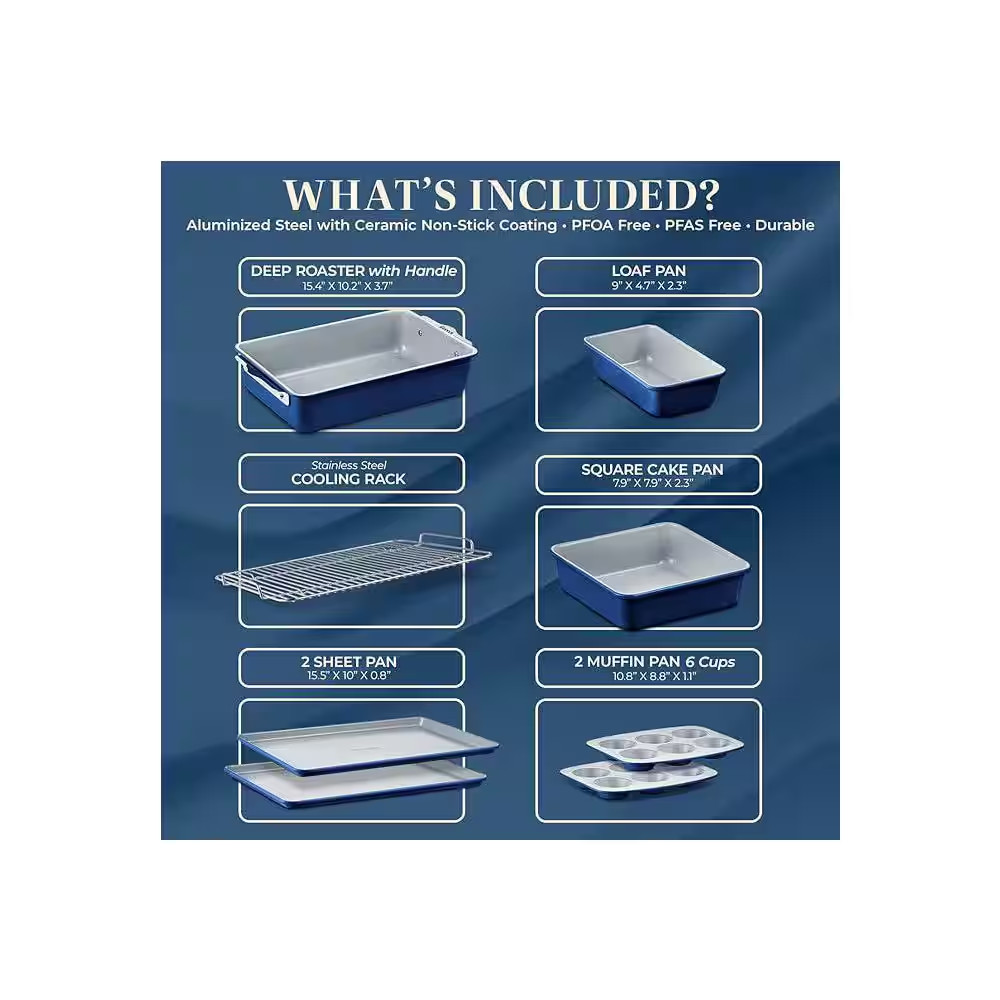 8-Piece Stackable Bakeware Set-Blue