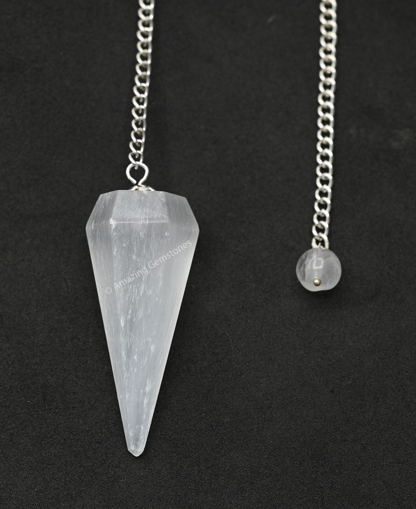 Selenite Dowsing Crystal Pendulum