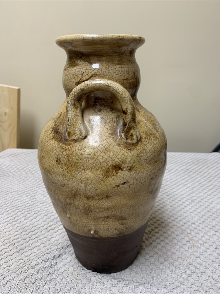 2 Tone Pottery Vase 11 In Tall