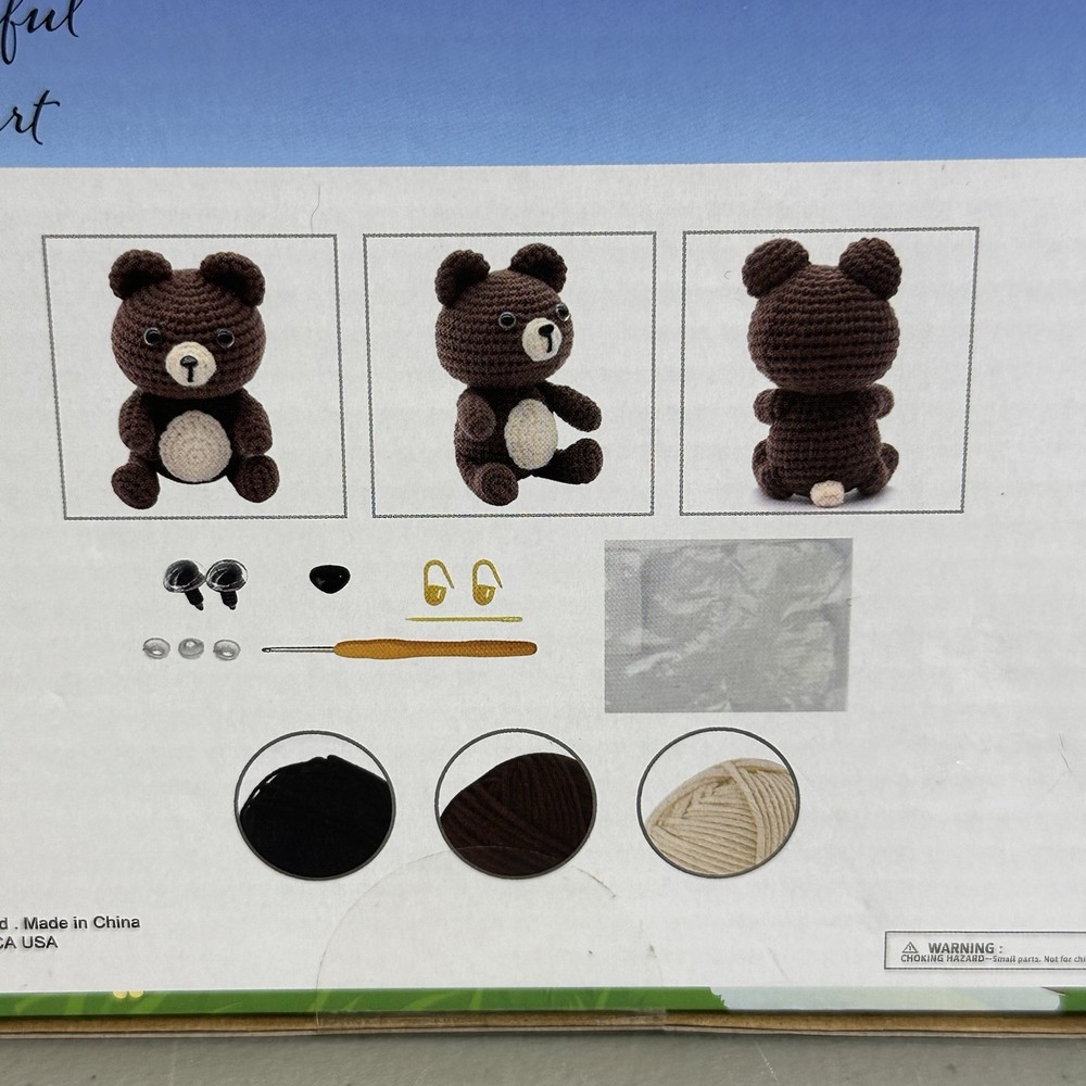 Grateful Heart Bear Beginner Crochet Kit Includes Yarn Hook Stuffing Needle New