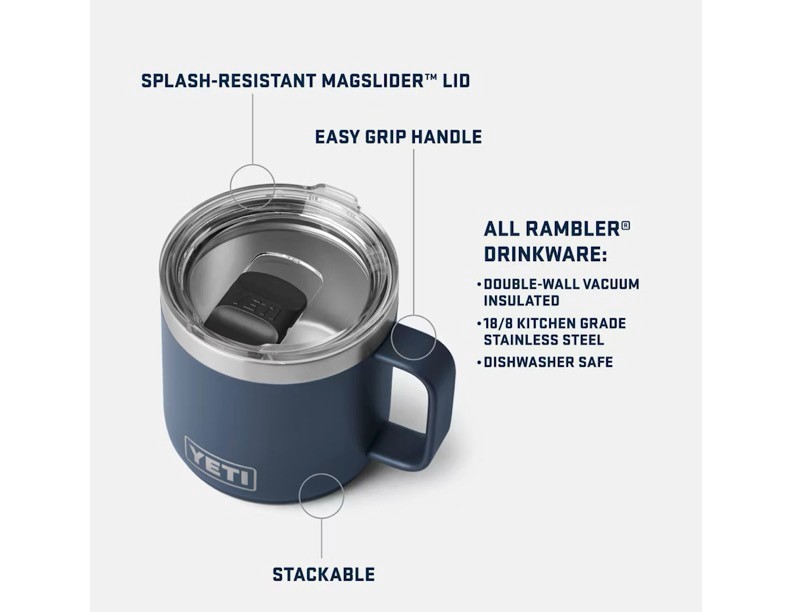 YETI Rambler 10oz Navy Mug Stackable w/Handle & Magslider Lid