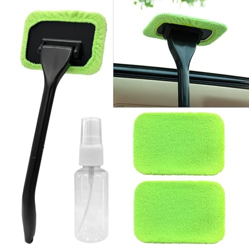 Car Windshield Cleaning Tool, Microfiber Auto Window Cleaner Set with 2