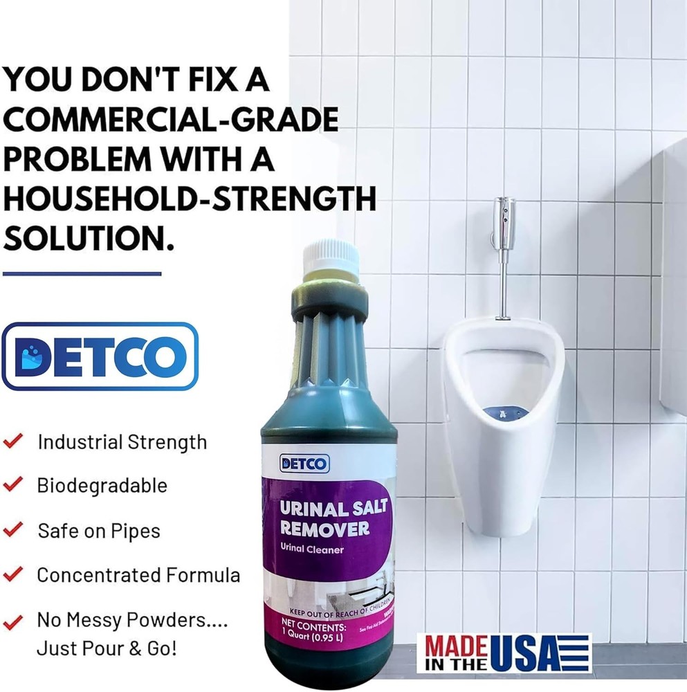 Urinal Salt Remover Concentrate - Powerful Odor Control & Rust Cleaner, 1 Quart