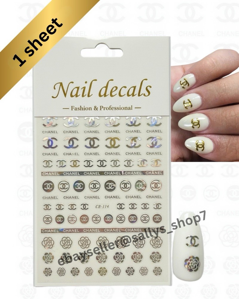 5D Nail Art Stickers Silver Lux