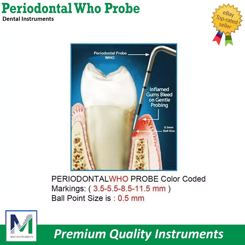 Periodontal Who Probe Color Coded Marking Screening Probes Tooth Depth Measuring