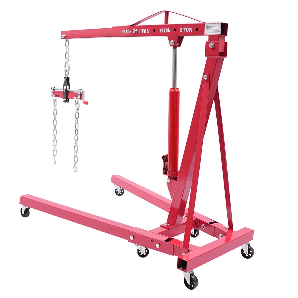 Folding Hydraulic Crane with Engine Leveler - 4409 lbs Capacity Lift Tools