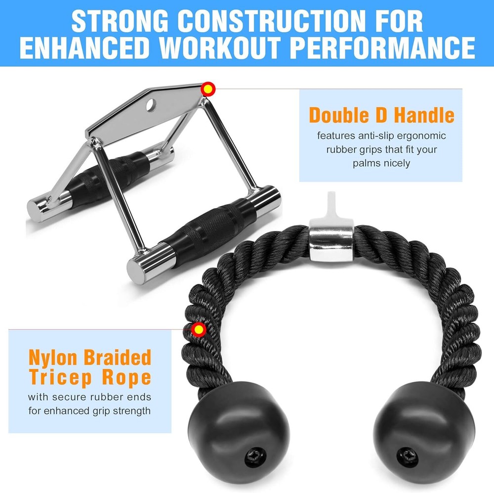 Tricep Press down Cable Machine Attachment Set,LAT Pulldown Attachment,Accessori