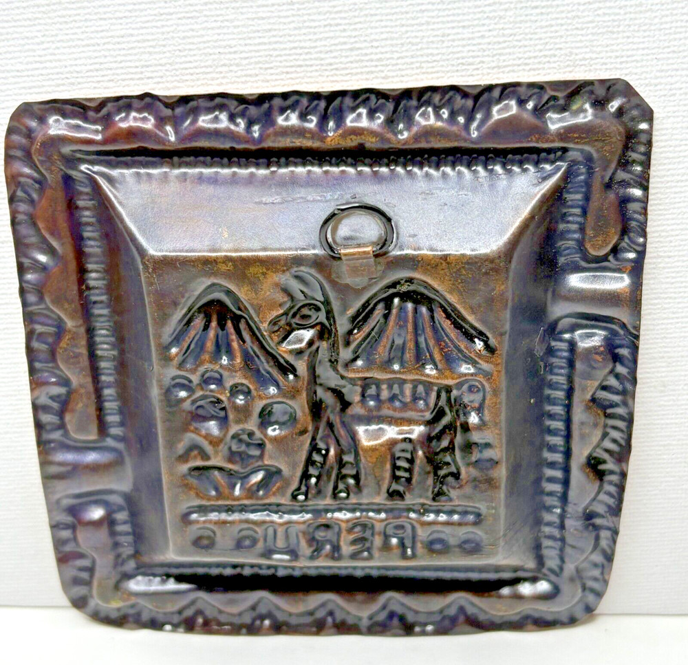 Peruvian Copper Ashtray Wall Decor Llama Design (Per-022)
