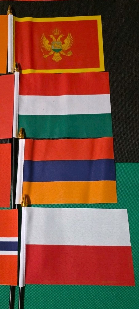 38 Eurovision Party / European Table flags with assorted table flag holders