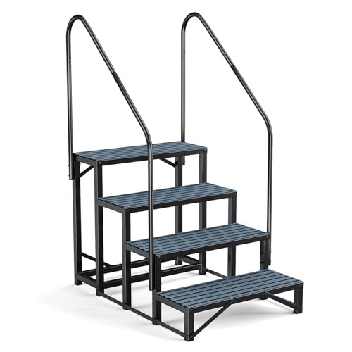 RV Steps Spa Steps with Handrail -4 Step Hot Tub Steps 4 Steps with 2 Handrail