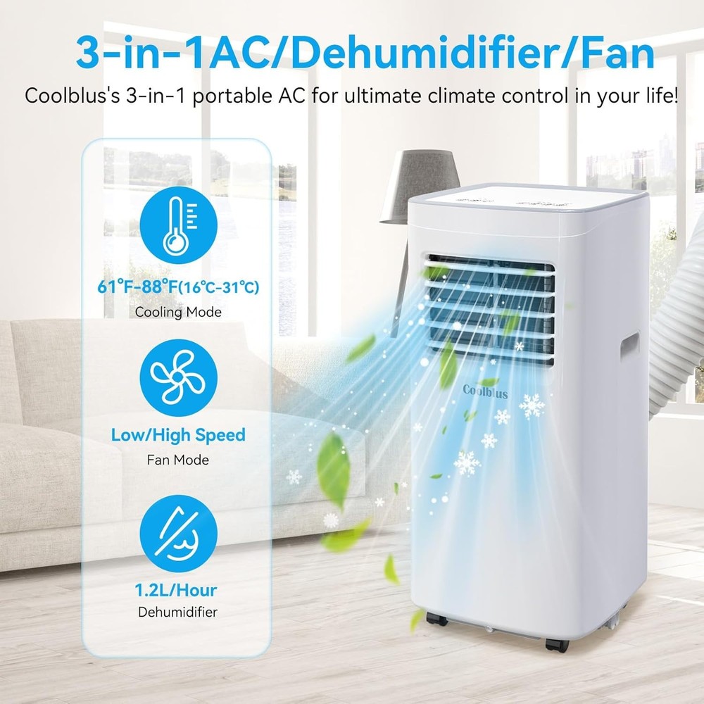 Coolblus Portable Air Conditioner,8400 BTU,Cools Up to 350 Sq.Ft, 3 in 1