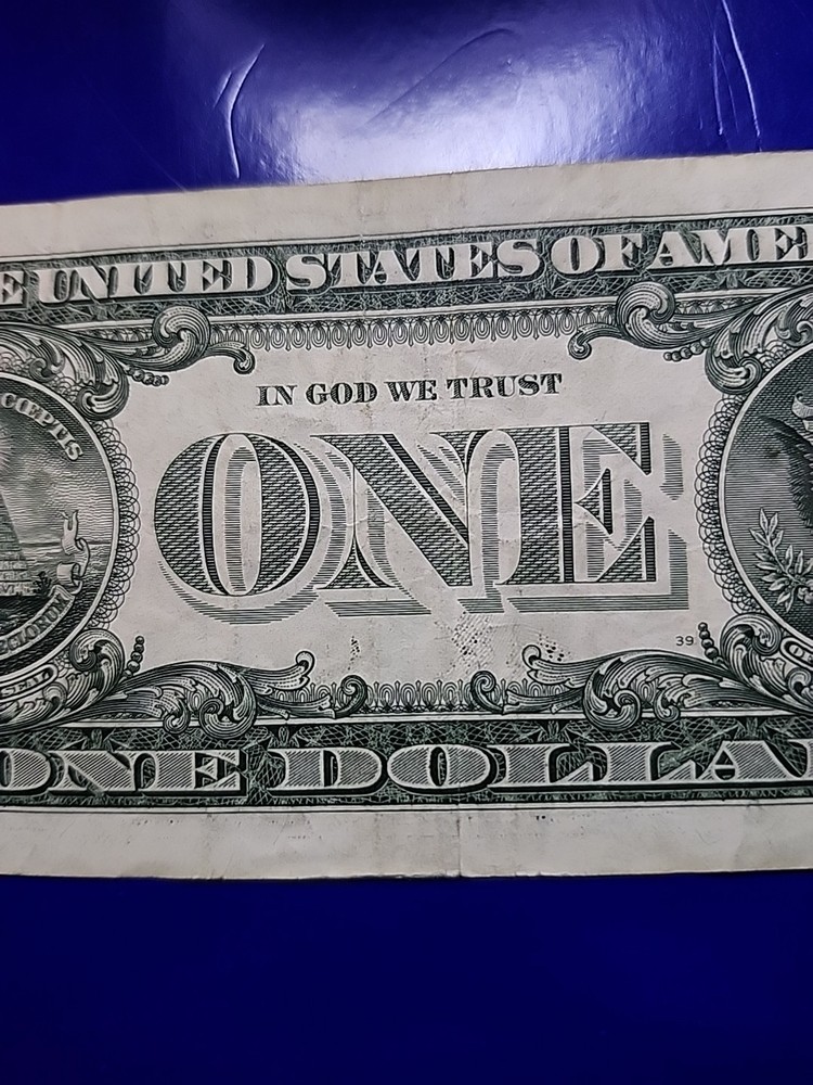 2017 $1 Note, Off-center Print Reverse, Orange Ink Contamination Error Obverse.