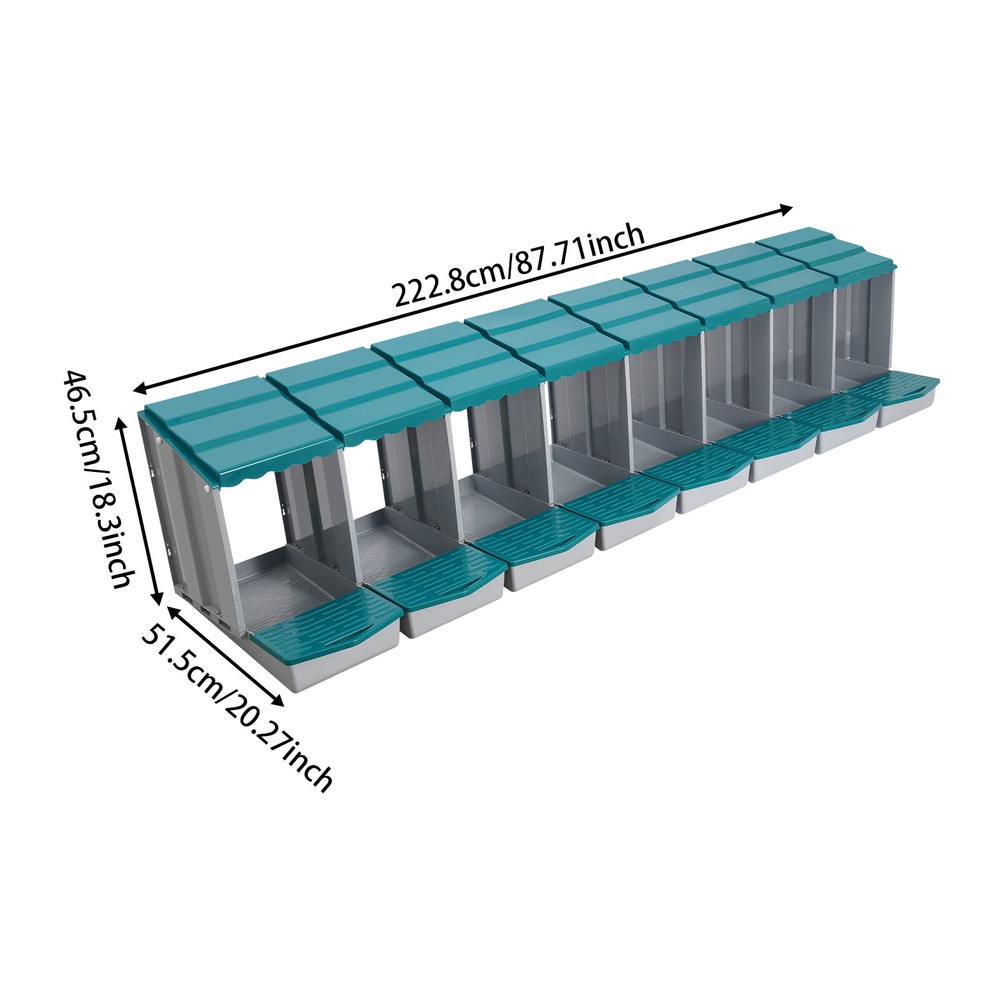 8-grid Green Chicken Nesting Box Chicken Eggs Laying Box with Egg Storage PP
