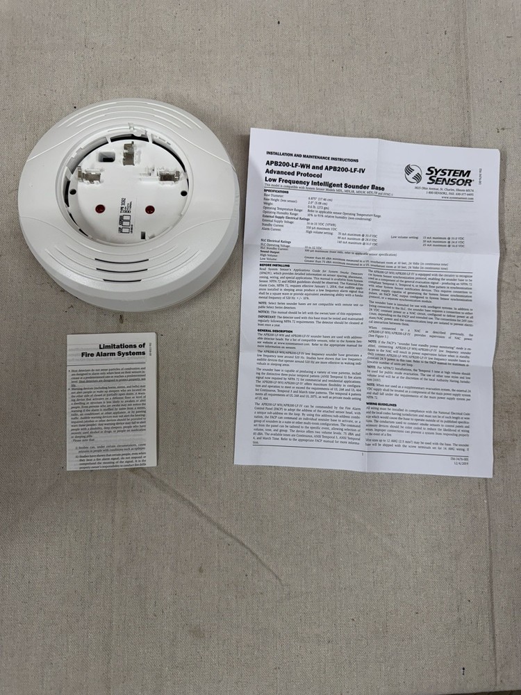 System Sensor APB200-LF-WH Sounder Base New In Box