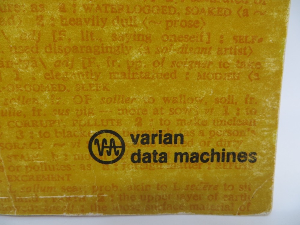1973 VARIAN DATA MACHINES Varian Software Handbook Volume 1 vintage reference