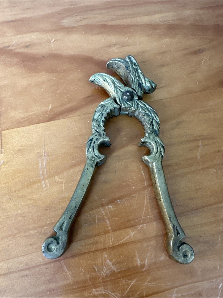 Vintage Antique Solid Brass Eagle Bird Head Nut Cracker