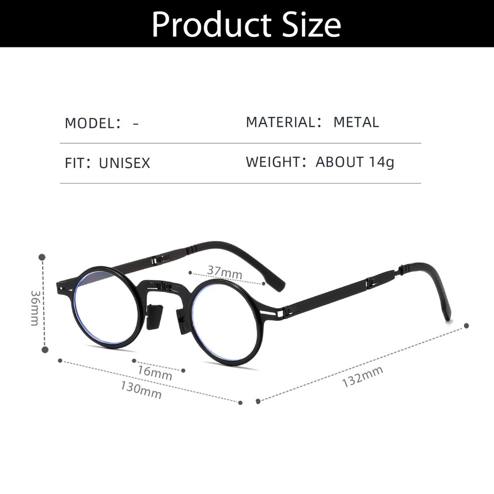 4pair Clear Lens Round Frame Folding Readers Foldable Reading Glasses With Case