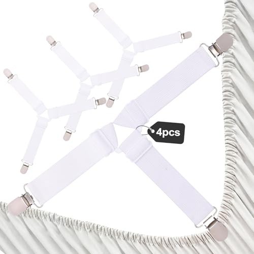 Bed Sheet Holder Straps Fitted, Upgrade Elastic Adjustable Fasteners with