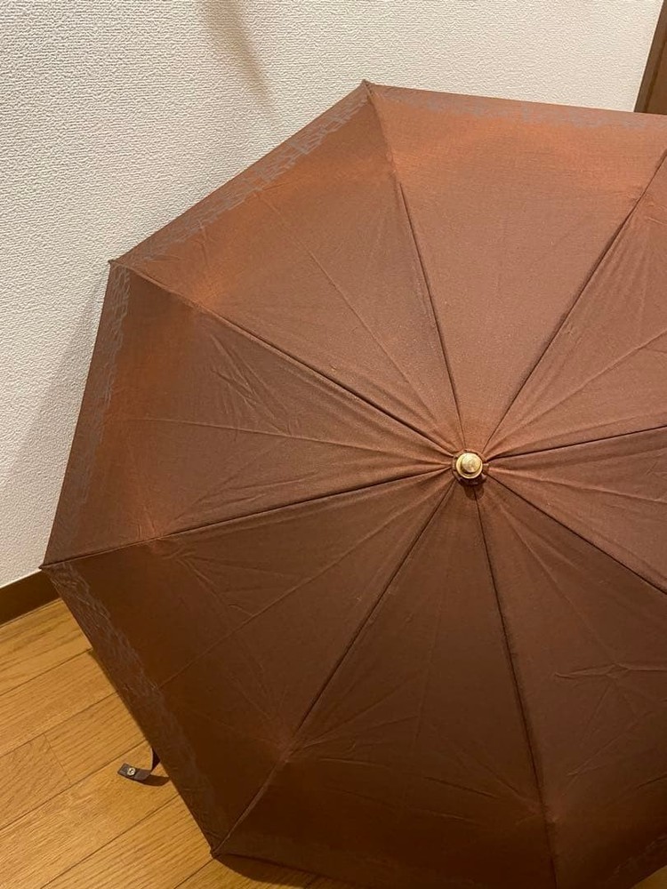 CELINE Folding Umbrella Brown Compact Rain Shield Luxury Accessory Genuine