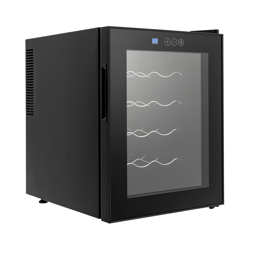 Black Wine Fridge 48L 20-Bottles Small Wine Cooler Rectangular Wine Cellar 110V