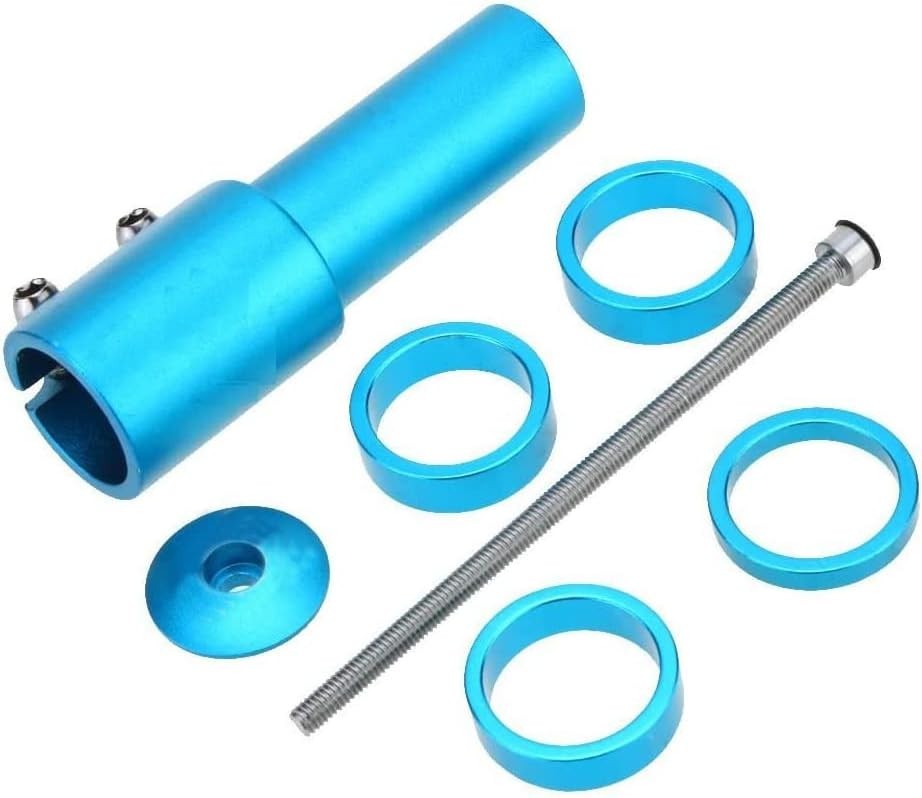 Adjustable Bicycle Fork Stem Raiser for Universal Fit - Blue Anodized Finish
