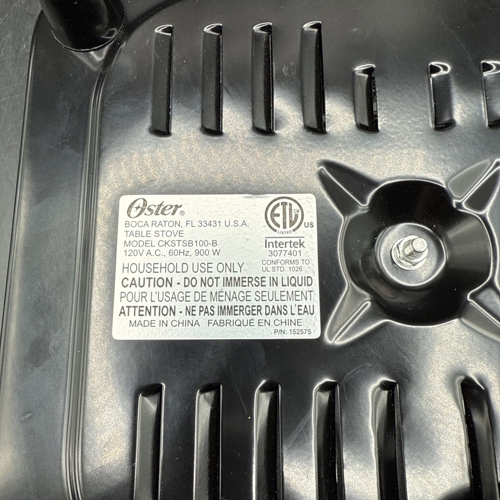 Oster Solid Single Burner CKSTSB100-B Adjustable Temperature Solid Disk Black