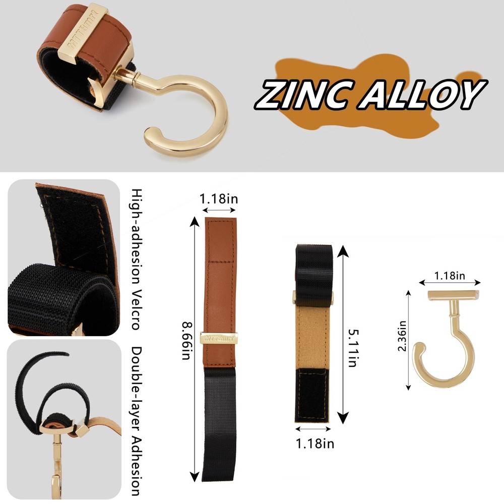 2 Pack Stroller Hooks,Strong Synthetic Leather Hook-and-Loop Fastener&High-Qu...