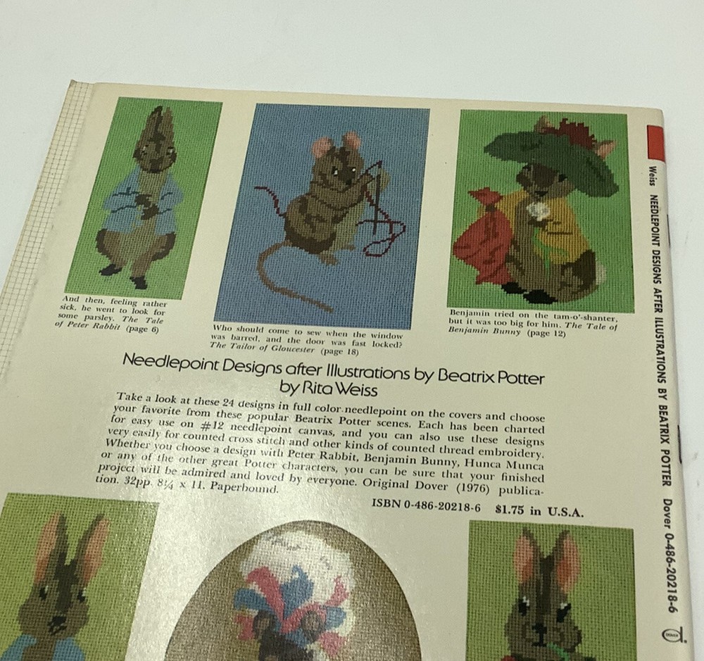 Needlepoint Designs after Illustrations by Beatrix Potter Vintage Pattern Book