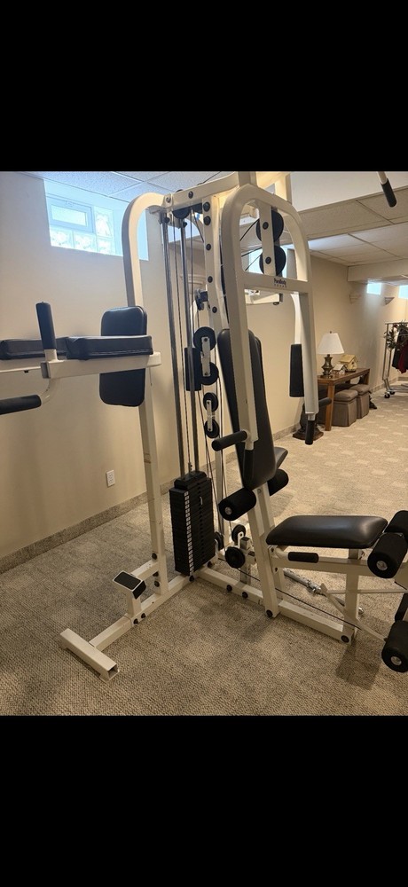 Multi-Station Strength Training Home Gym White/Black Adjustable