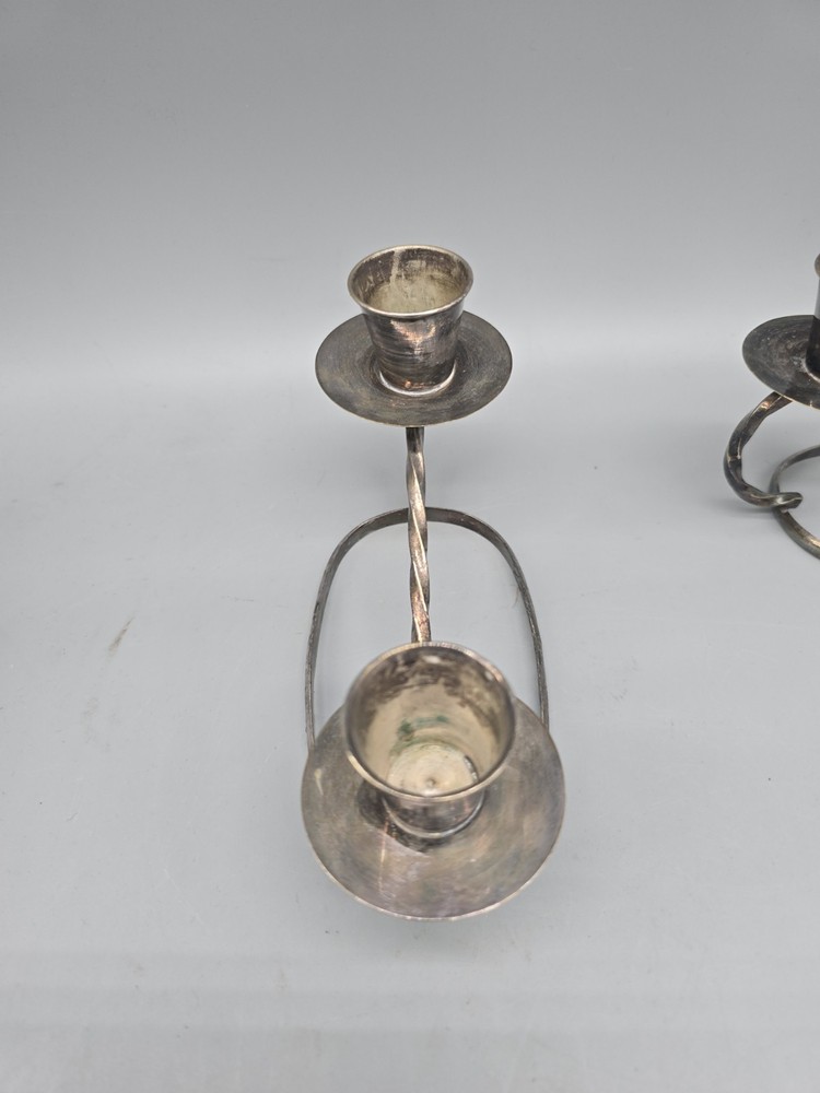 Vintage Modern Silver Plate Candelabra Pair