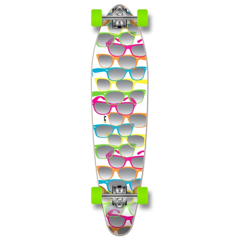 Yocaher Kicktail Shades White Longboard Complete