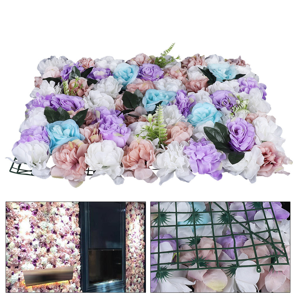 12 Pcs Artificial Flower Grid Panels DIY Flowers Wall Frames Plastic Flower Wall