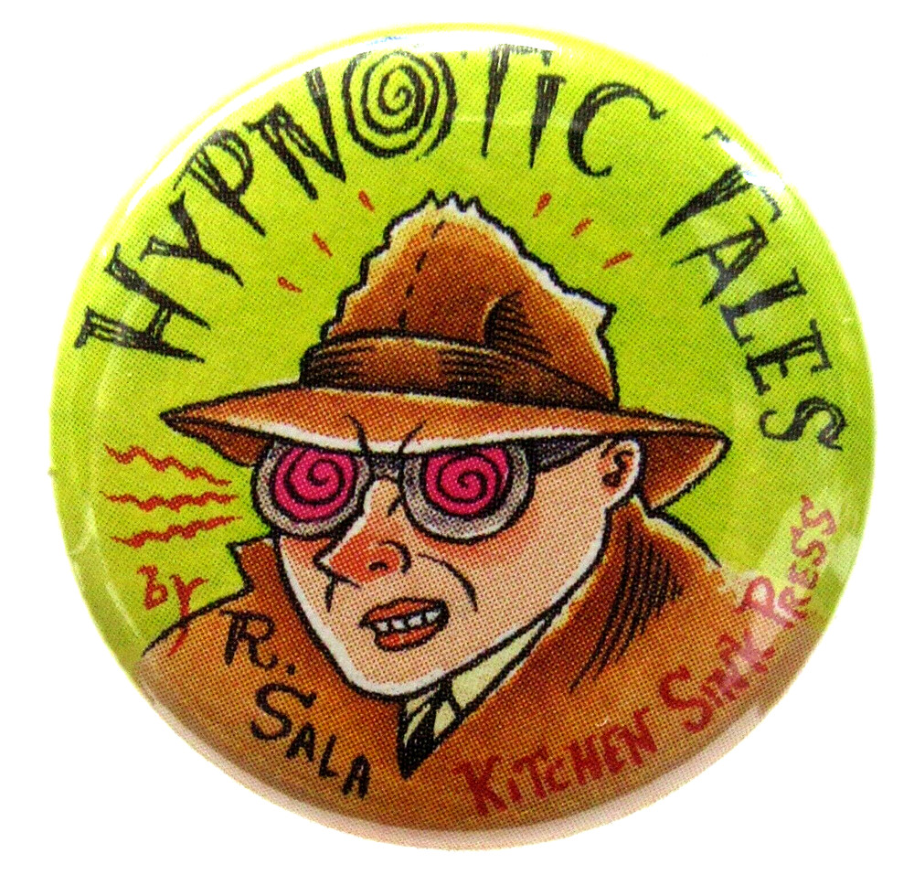 1992 R. Sala HYPNOTIC TALES 1.25" pinback button fb